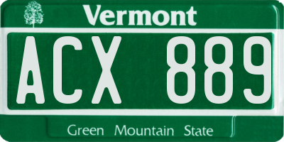 VT license plate ACX889