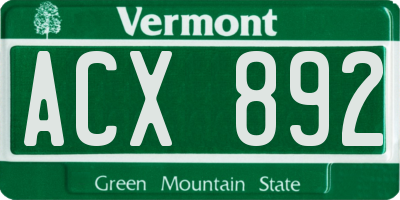 VT license plate ACX892