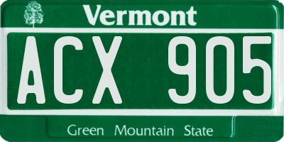VT license plate ACX905
