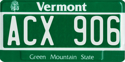 VT license plate ACX906