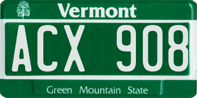 VT license plate ACX908