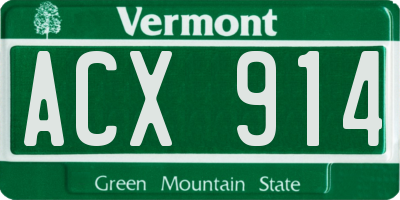 VT license plate ACX914