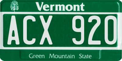 VT license plate ACX920