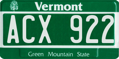 VT license plate ACX922