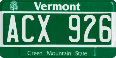 VT license plate ACX926