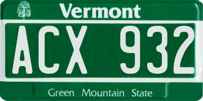 VT license plate ACX932