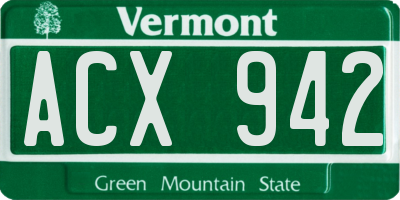 VT license plate ACX942