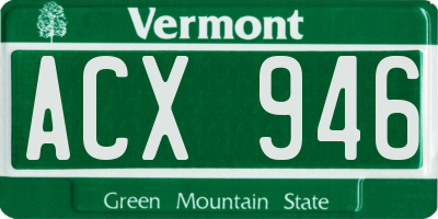 VT license plate ACX946