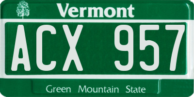 VT license plate ACX957
