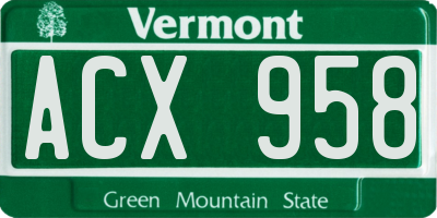 VT license plate ACX958