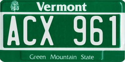 VT license plate ACX961
