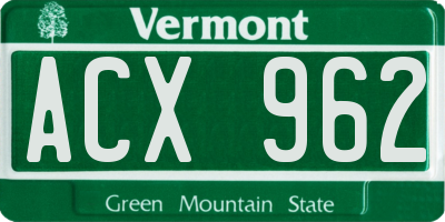 VT license plate ACX962