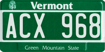 VT license plate ACX968