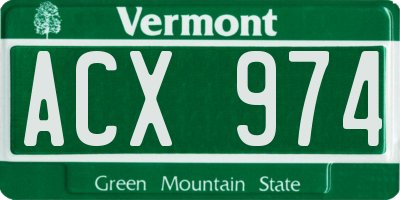 VT license plate ACX974