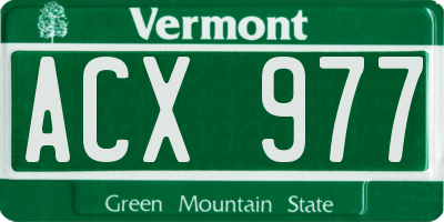 VT license plate ACX977