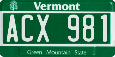 VT license plate ACX981