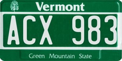VT license plate ACX983