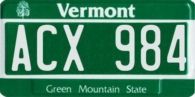 VT license plate ACX984