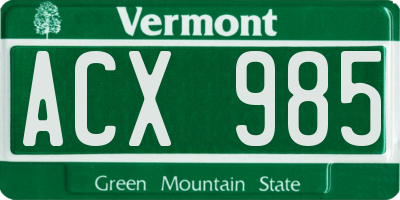 VT license plate ACX985