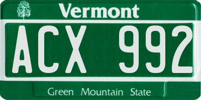 VT license plate ACX992