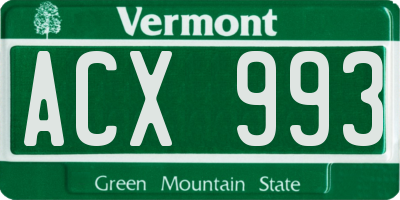 VT license plate ACX993
