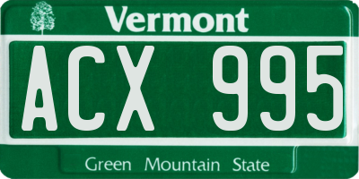 VT license plate ACX995