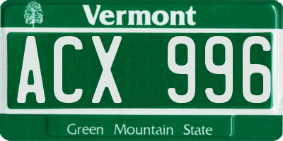 VT license plate ACX996