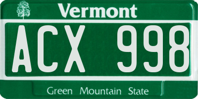 VT license plate ACX998