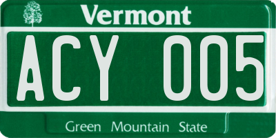 VT license plate ACY005