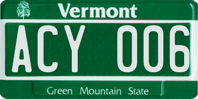 VT license plate ACY006