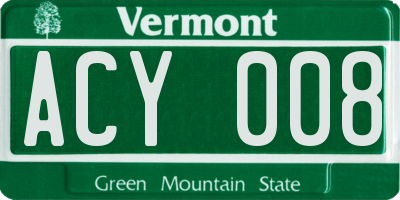 VT license plate ACY008
