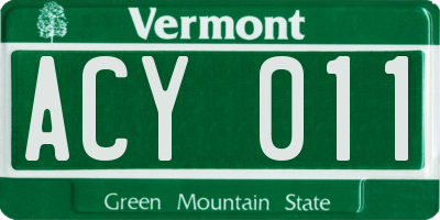 VT license plate ACY011