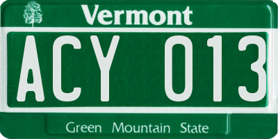VT license plate ACY013