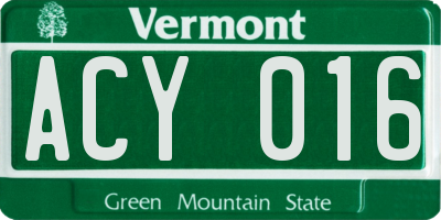 VT license plate ACY016