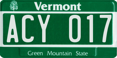 VT license plate ACY017