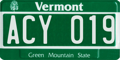 VT license plate ACY019