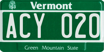 VT license plate ACY020