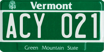 VT license plate ACY021