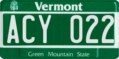 VT license plate ACY022