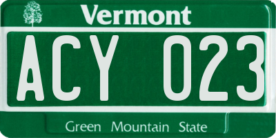 VT license plate ACY023