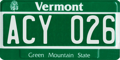 VT license plate ACY026