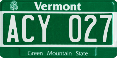 VT license plate ACY027