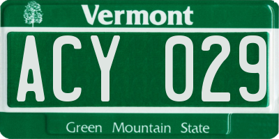 VT license plate ACY029