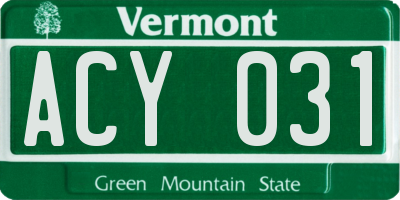VT license plate ACY031