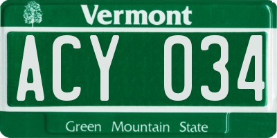 VT license plate ACY034