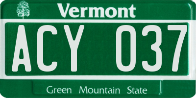 VT license plate ACY037