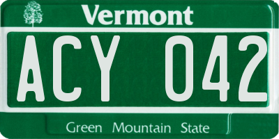 VT license plate ACY042