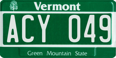 VT license plate ACY049
