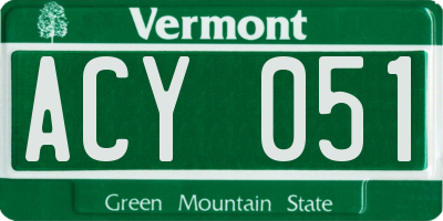 VT license plate ACY051