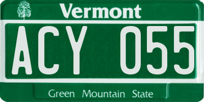 VT license plate ACY055